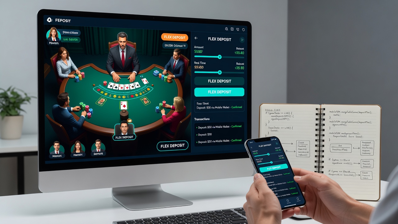 Mobile App-Oberfläche mit Live-Tischspiel und flexiblen Einzahlungsoptionen
