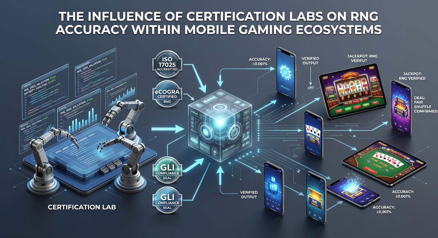 Mobile Geräte mit laufenden RNG-Tests und Zertifizierungsprozessen in einem modernen Gaming-Setup